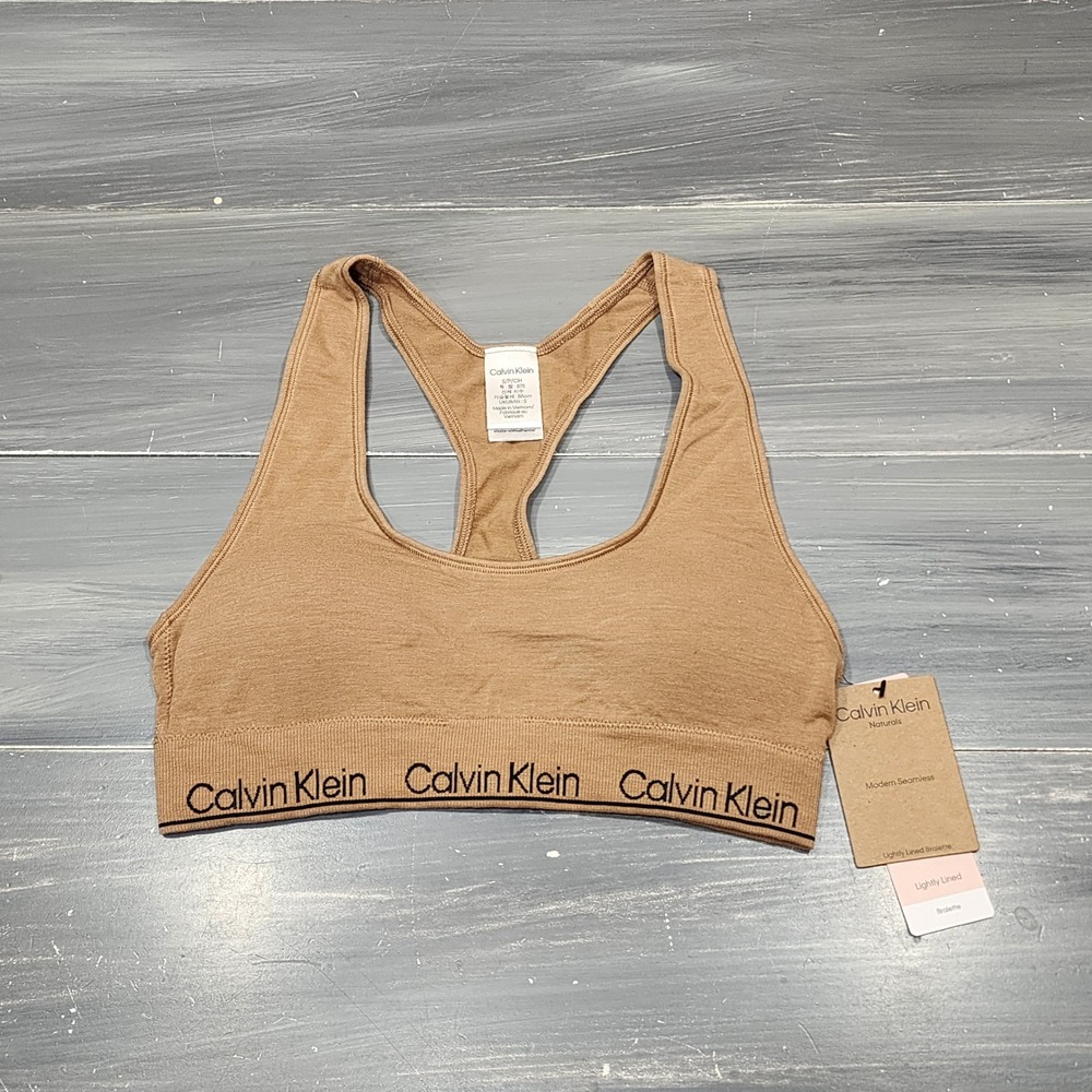 Calvin Klein Modern Seamless Naturals Lightly Lined Bralette QF7691 Small Brown